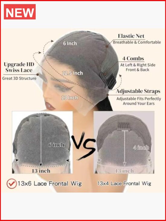 38 Inch Straight Human Hair Wig, 200 Density 13x6 HD Lace Front Wig, Pre main image 6